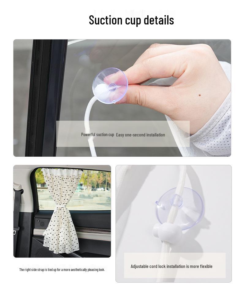 Car Sun Shade Blackout Curtains - Baby Window Protection with Suction Cup Mesh for Side Privacy