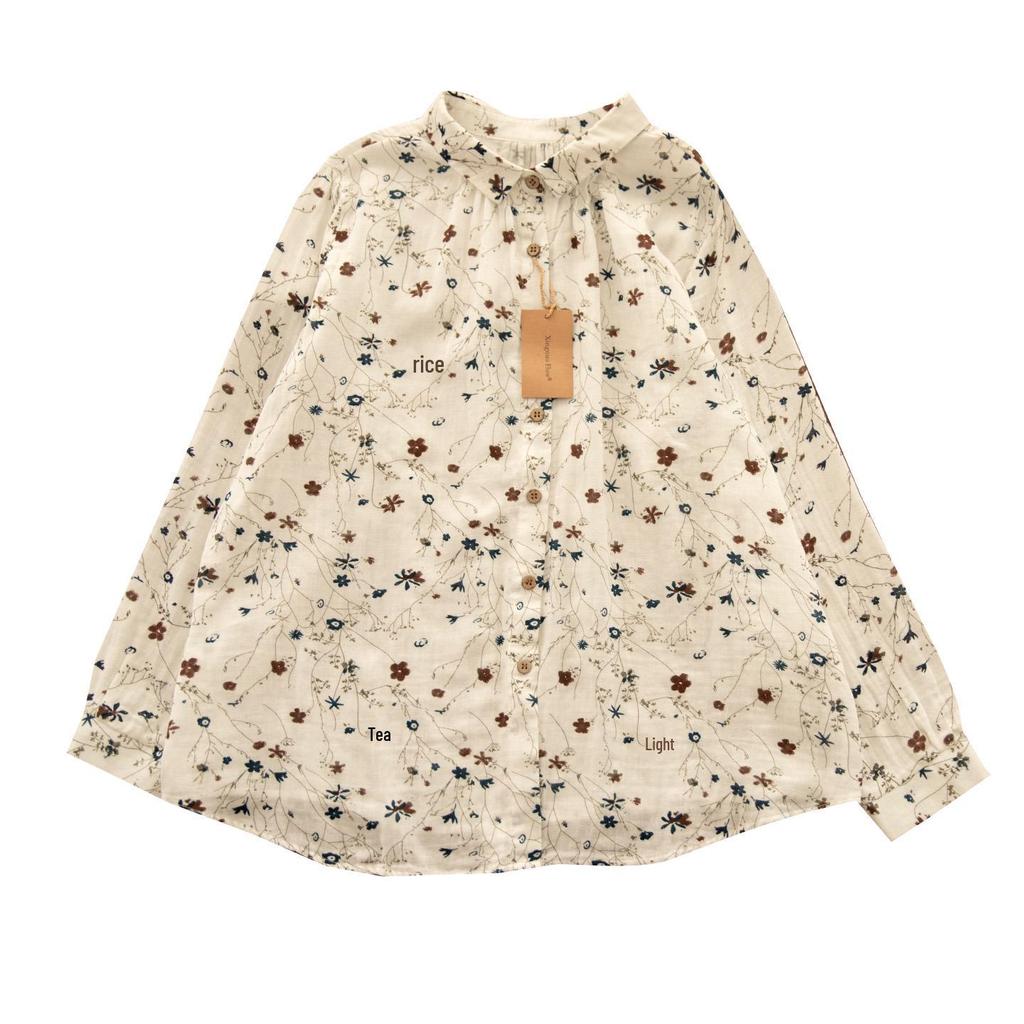 Künstlerisches Damen-Frühlingshemd aus Baumwoll-Leinen, zweilagig, späte Qing-Dynastie