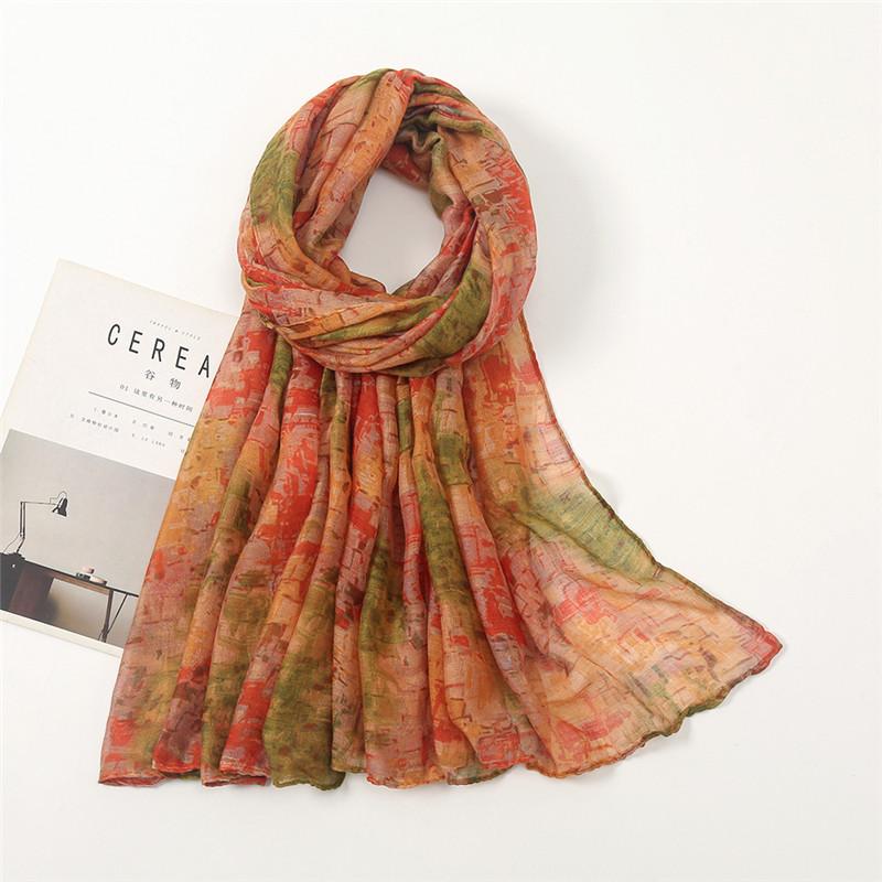 Autumn Fashion Oil Painting Floral Viscose Shawl Scarf High Quality Print Soft Pashmina Stole Wrap Snood Muslim Hijab 180*80Cm