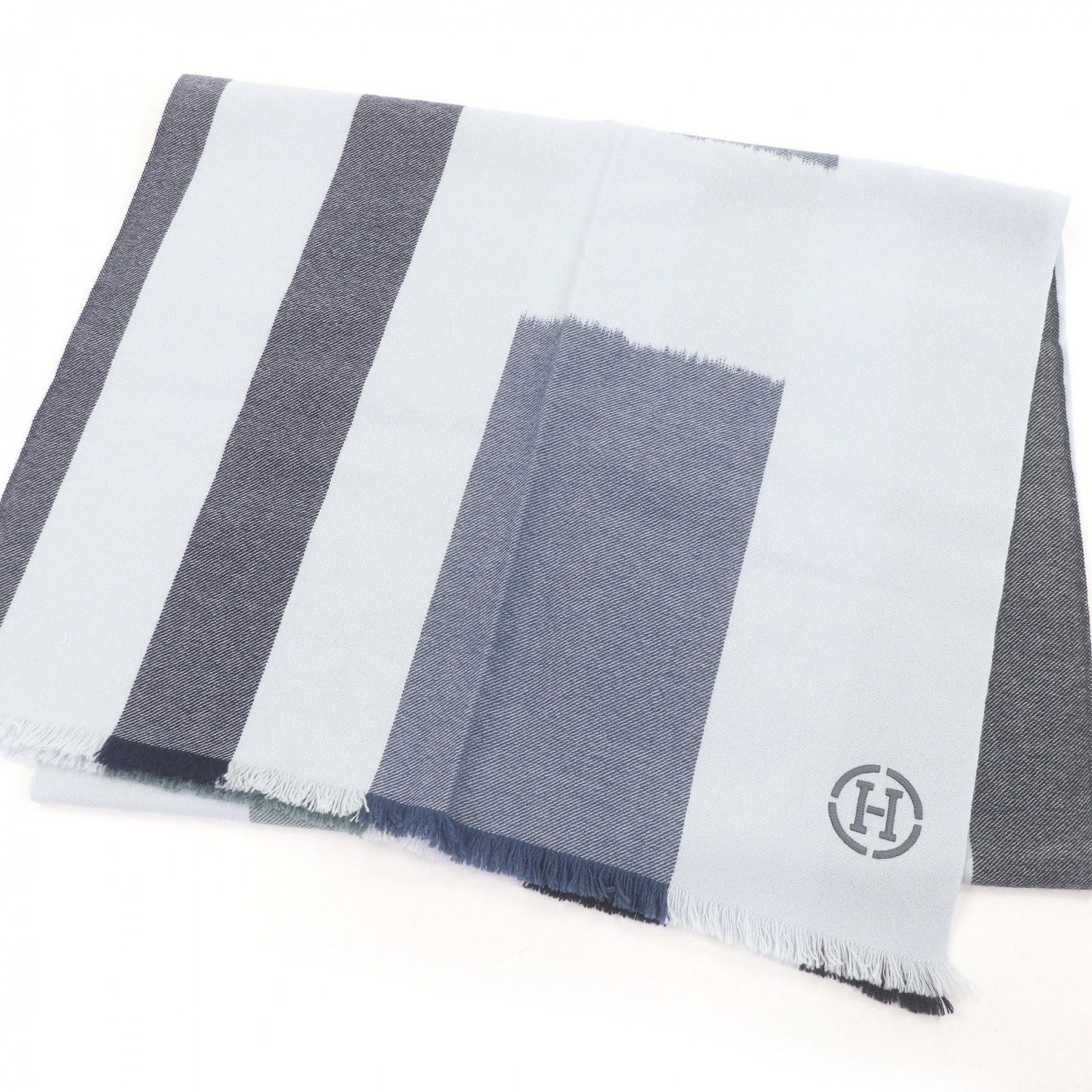 

Excellent HERMES Scarf Ikat 4H H logo patch Gracie cashmere mens H394832T Used