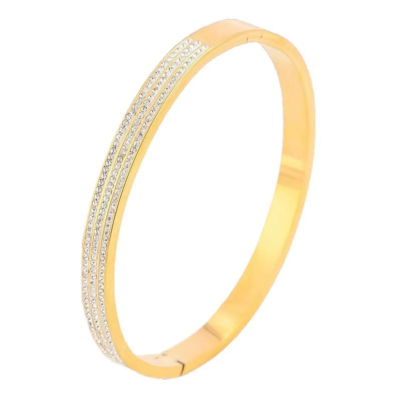 Korean Style Women's Stainless Steel Bracelet with Diamond Buckle – Elegant Titanium Steel Jewelry