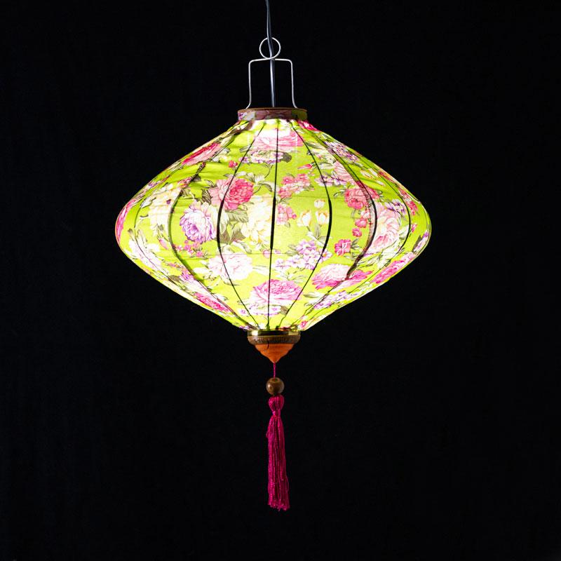 12/14 Inch Oriental Style Palace Lantern Cloth Silk Floral Pattern Lantern Vietnam Mid Autumn Spring Festival Hanging Decor