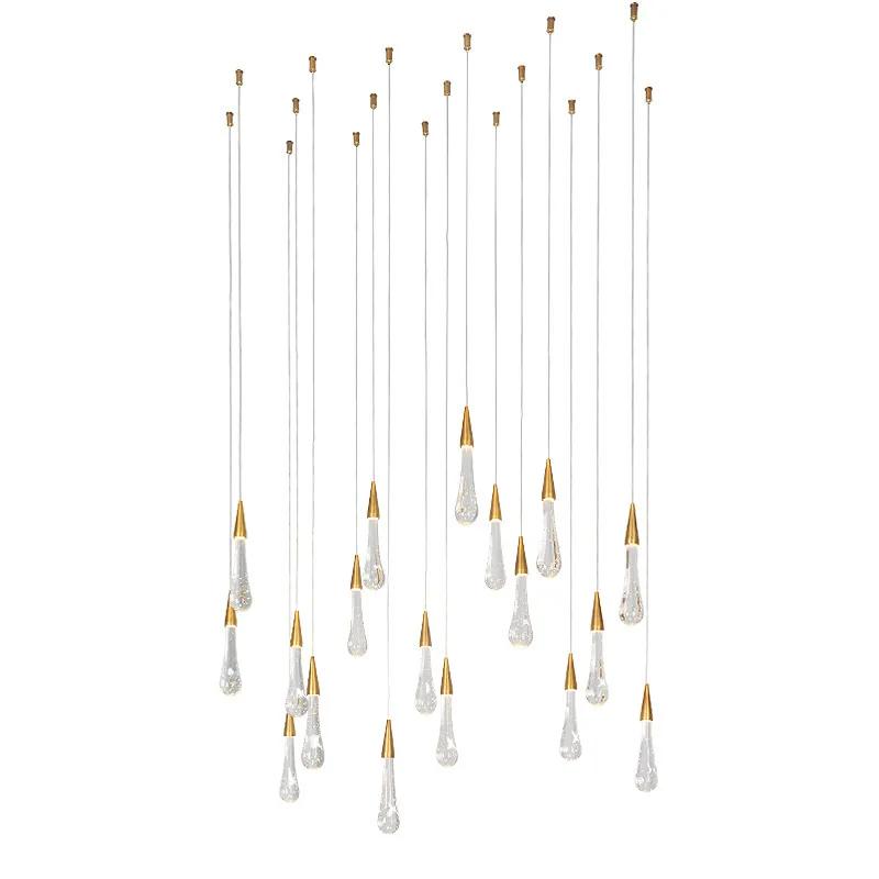 Modern Waterdrop Pendant Lamp Bedroom Bedside Living room Dining 2Style Base Room LED Lighting Kitchen Stairwell Hanging Light
