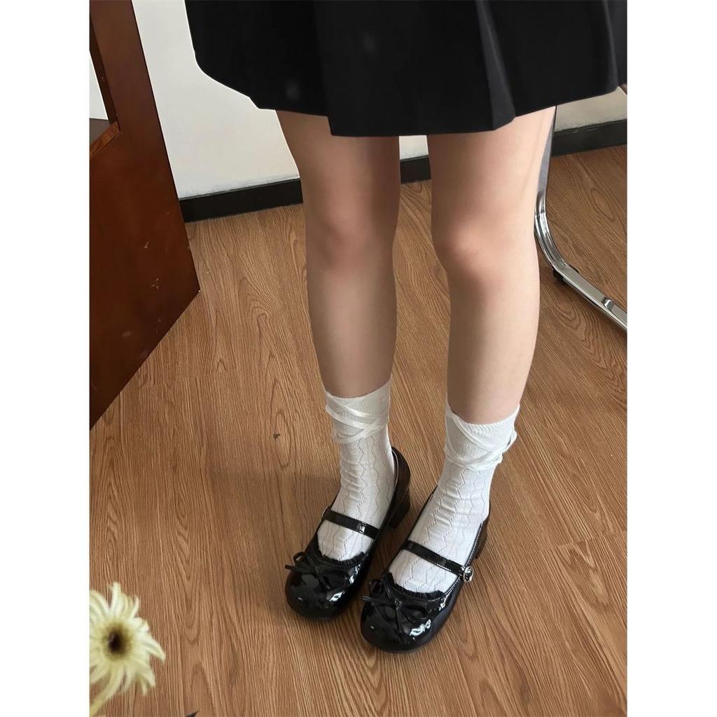 White Platform French Mary Jane Women's Shoes Spring and Autumn New Small Leather Shoes Retro Thick Heel Light Mouth Single Shoes Women