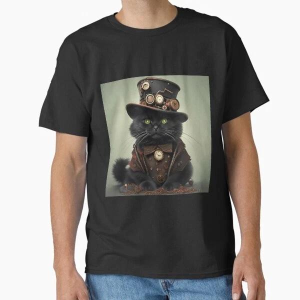 Phineas The Black Cat In Steampunk Garb Classic Made In Usaaus Tshirt S2xl S
