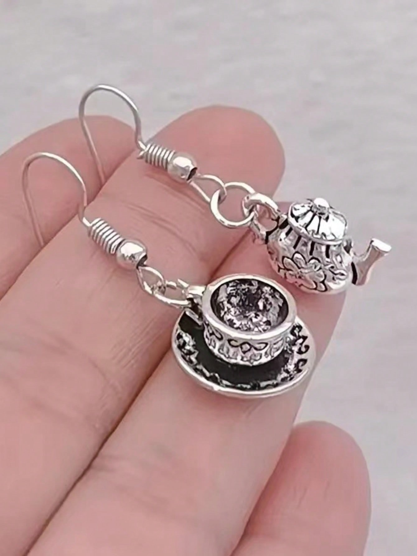 

Винтажные серьги-чашки из серебра, серьги-подвески в виде чайников, чайная посуда, подарок для вечеринки.