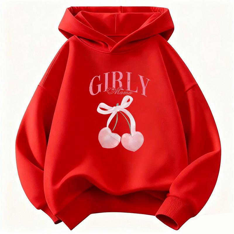 Y2k Girls Cherry Design Printed Fashion Sweatshirt Kids Children's Sweatshirts Hoody for Boys Girls Casual Hoodies Clothes