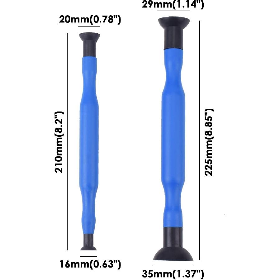 DEDC 2PCS Double Ended Valve Hand Lapping Grinding Sucker Kit Hand Valve Lapping Tool Blue Manual Grinding Stick with Sucker Cups Valve Lapper Set