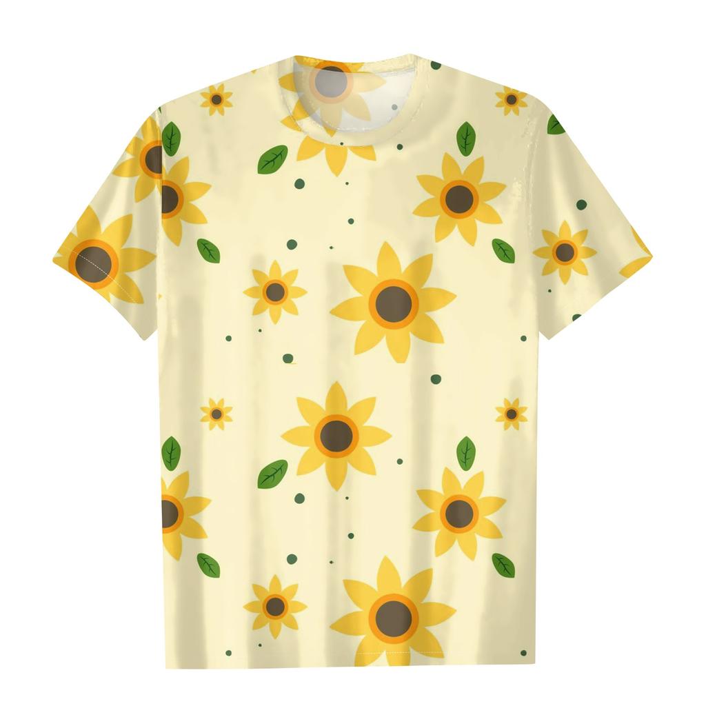 Children's Casual Short-sleeved Printed Round Neck Fashionable T-shirt Top