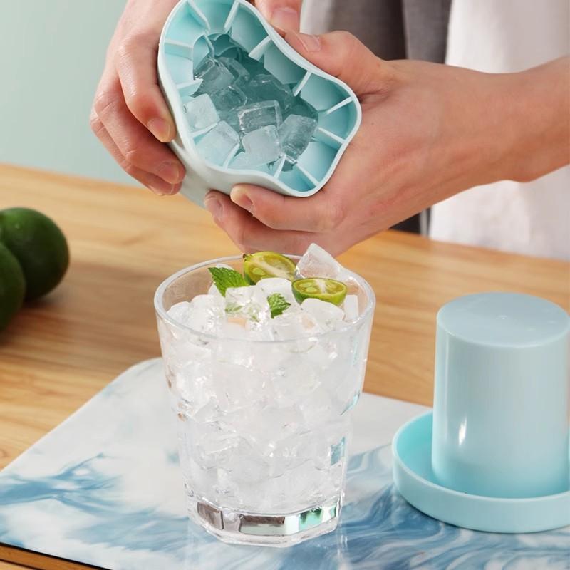 Mini Stampo per Cubetti di Ghiaccio in Silicone Secchiello per Ghiaccio Rotondo Scatola per Conservazione Ghiaccio Domestico Fai da Te Congelatore per Frigorifero Produttore di Ghiaccio Strumenti Creativi per Bar