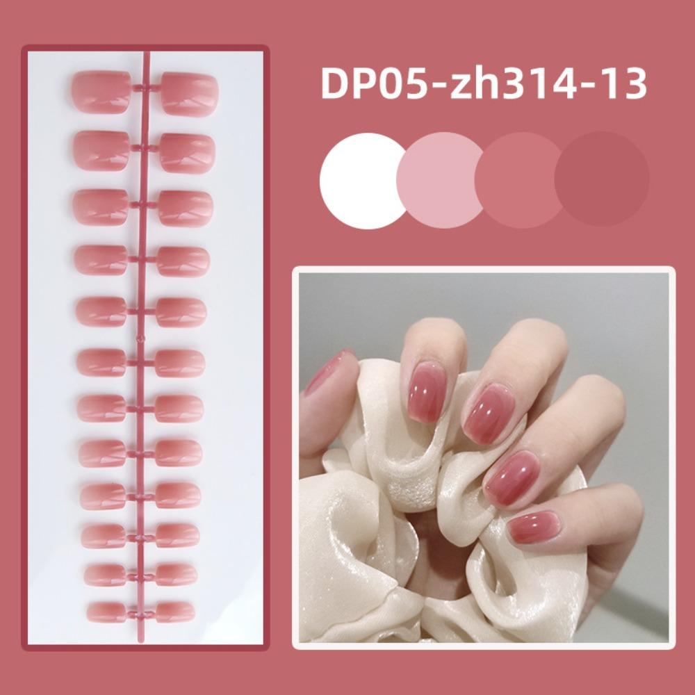 24pcs Detachable Short Square Head False Nails Solid Color Nail Tips New Press False Nails  Women