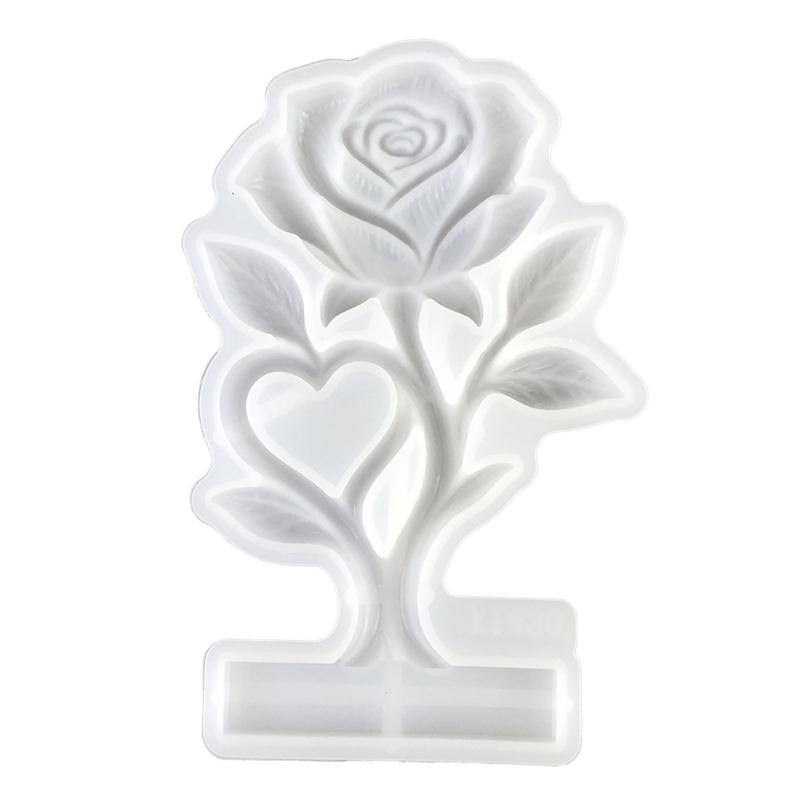 Flexible Silicone Heart Rose Mould for Candle Plasters Casting and Soap Molding