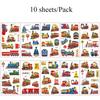 10 Sheets Excavator Vehicle Pattern Temporary Tattoos For Hand Body Engineering Crane, Cartoon Tattoos Stickers