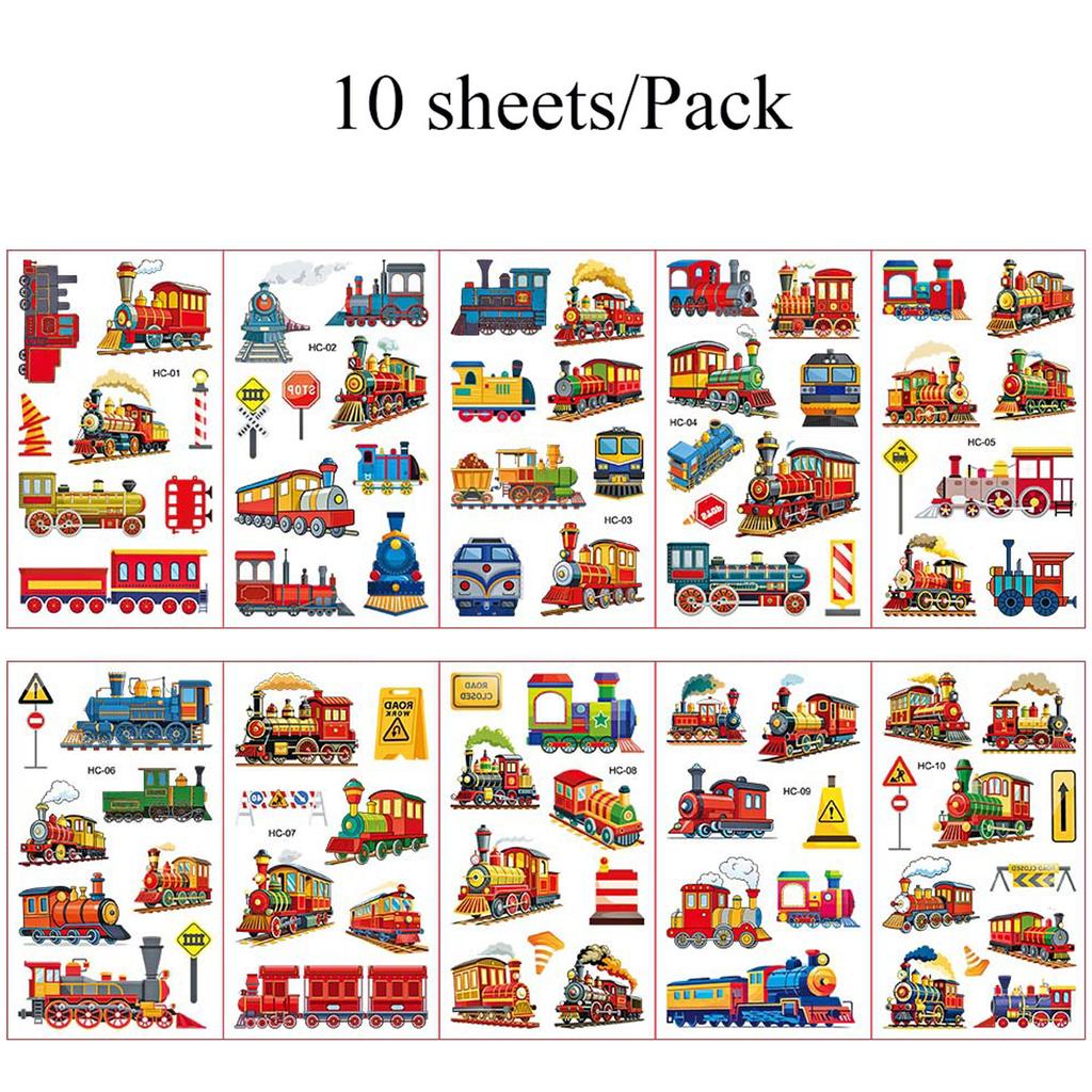 10 Sheets Excavator Vehicle Pattern Temporary Tattoos For Hand Body Engineering Crane, Cartoon Tattoos Stickers