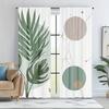 2Pc Tropical Leaf Art Simple Pattern Curtains, Polyester Fabric, Machine Washable, Suitable For Bedroom Living Room Decoration