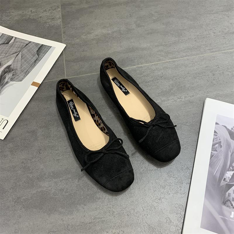 

Туфли-дуду на плоской подошве женские туфли 2025 новая весна квадратный носок бант балетки весна и осень универсальные одинарные туфли 35