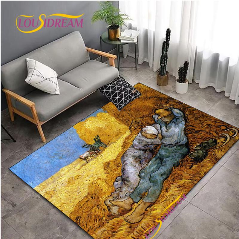 Fashion Van Gogh Art Carpet for Living Room Bedroom Rugs Kitchen Kids Door Un-slip Floor Mats Alfombra Birthday gift Poster Mat