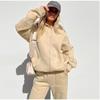 Women's Set Autumn and Winter Casual Sports Solid Color Loose Hooded Sweatshirt Jogging Pants Two-piece Set