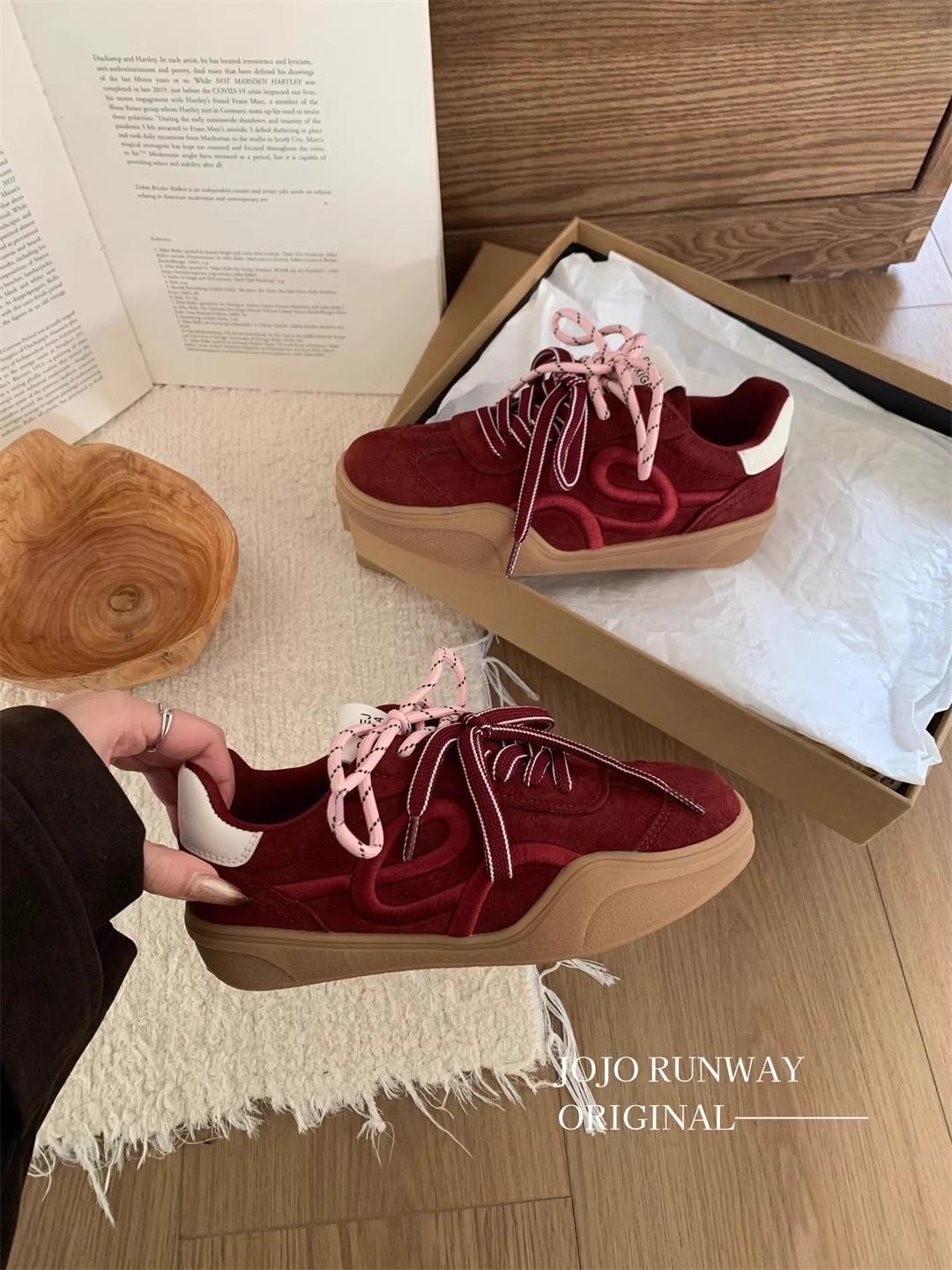 

Корейские ретро-кеды на платформе из серебра, немецкие кроссовки, женская весна 2025, новые нишевые вышитые повседневные туфли Forrest Gump, кроссовки 35 красный