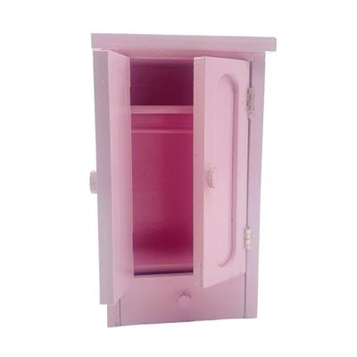 Puppenhaus Schlafzimmer Rosa Mini Holz Kleiderschrank Modell Puppenhaus Miniatur Möbel Dekor DIY Szenen Zubehör Spielzeug