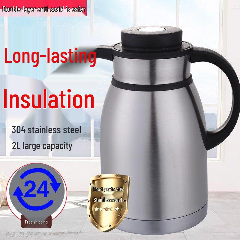Stainless Steel Insulated Kettle - 24-Hour Vacuum Flask, Large Capacity Household Thermos 2.0L 24 per box