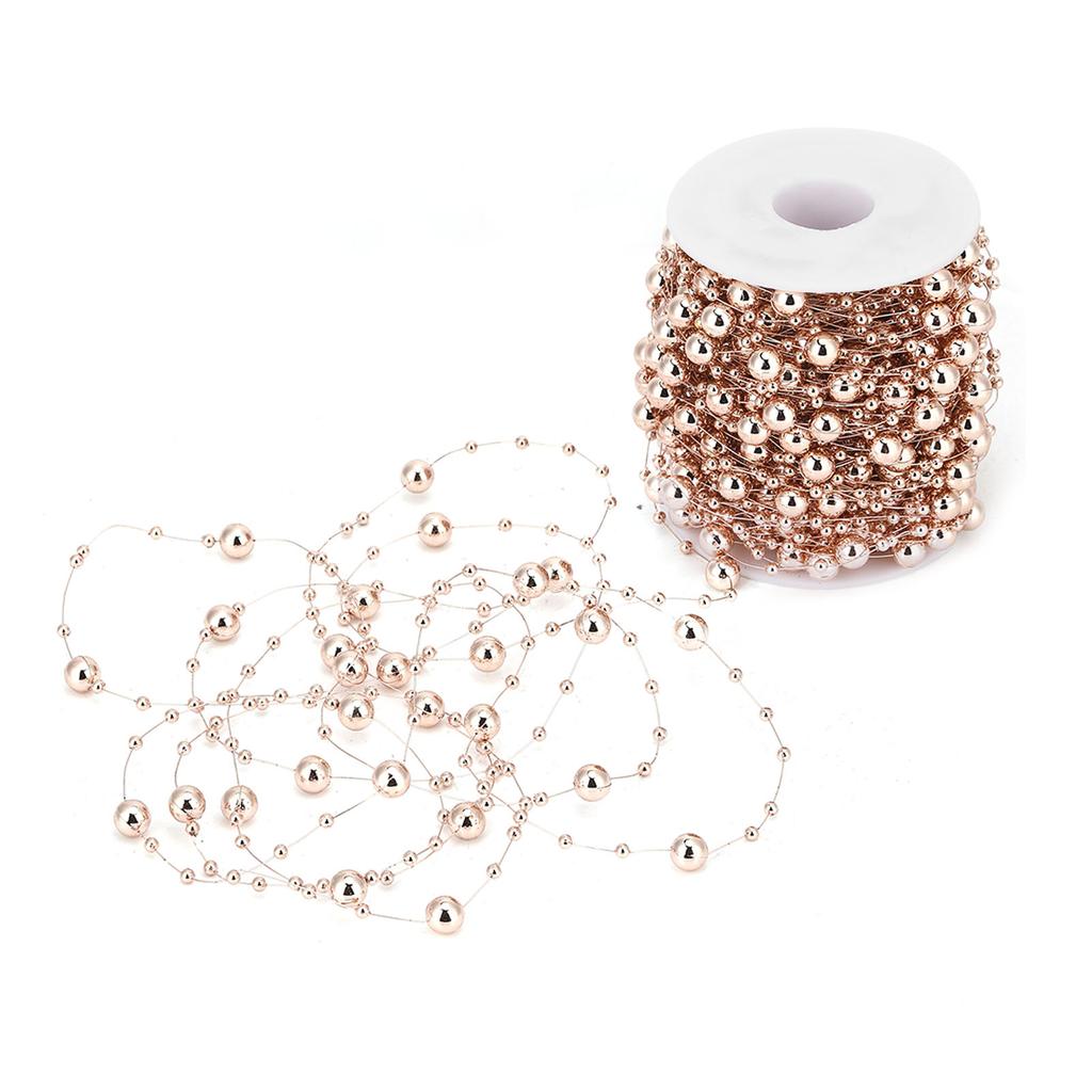 30M Roségold ABS Imitationsperlen Schnur Perlenkette für DIY Bastelgirlande Hochzeitsmittelstücke