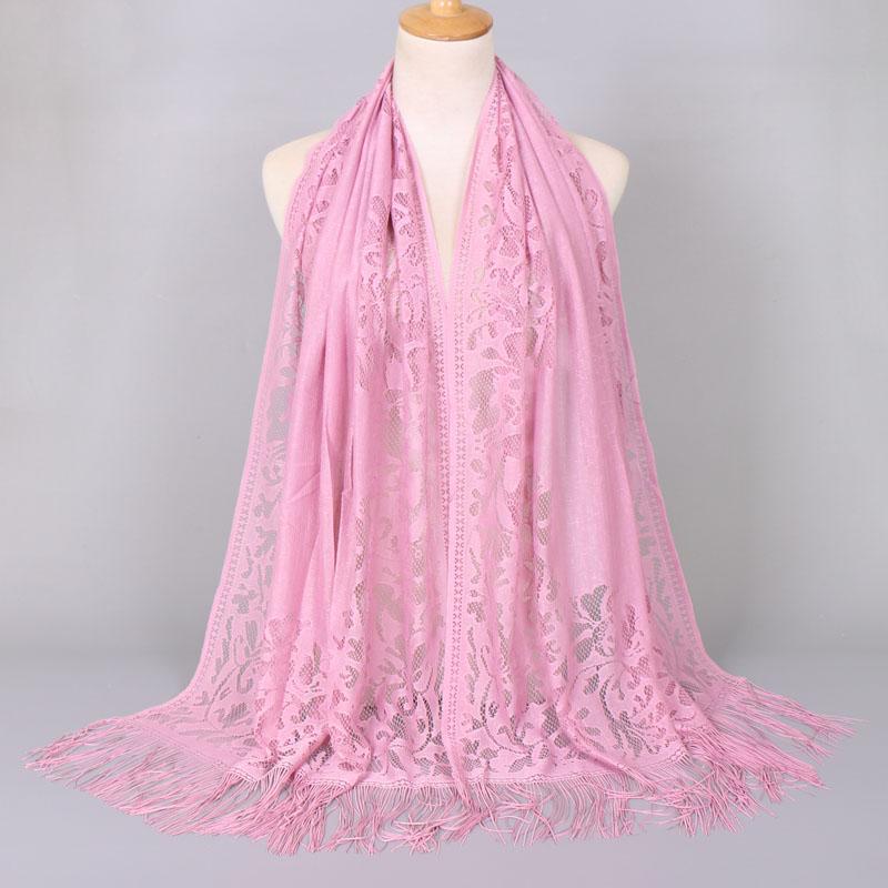 Embroidery Lace Woman'S Veils Church Tassel Long Shawls Hollow Out Muslim Woman Hijabs Elegant Party Shawl Scarves Maxi Wrap