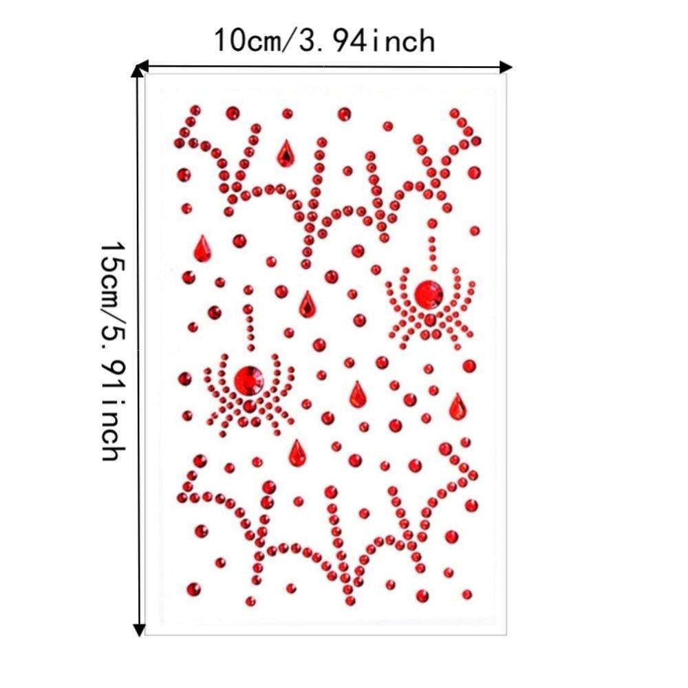 2PCS Spider Pattern Halloween Stickers Self Adhesive Facial Crystal Stickers Stage Makeup