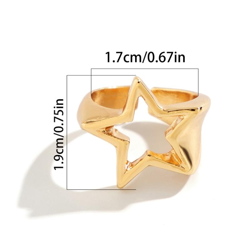 Fashionable Geometric Star Adjustable Finger Rings Jewelry Vintage Aesthetics Y2k Accessories Party Rings Jewelry Charm