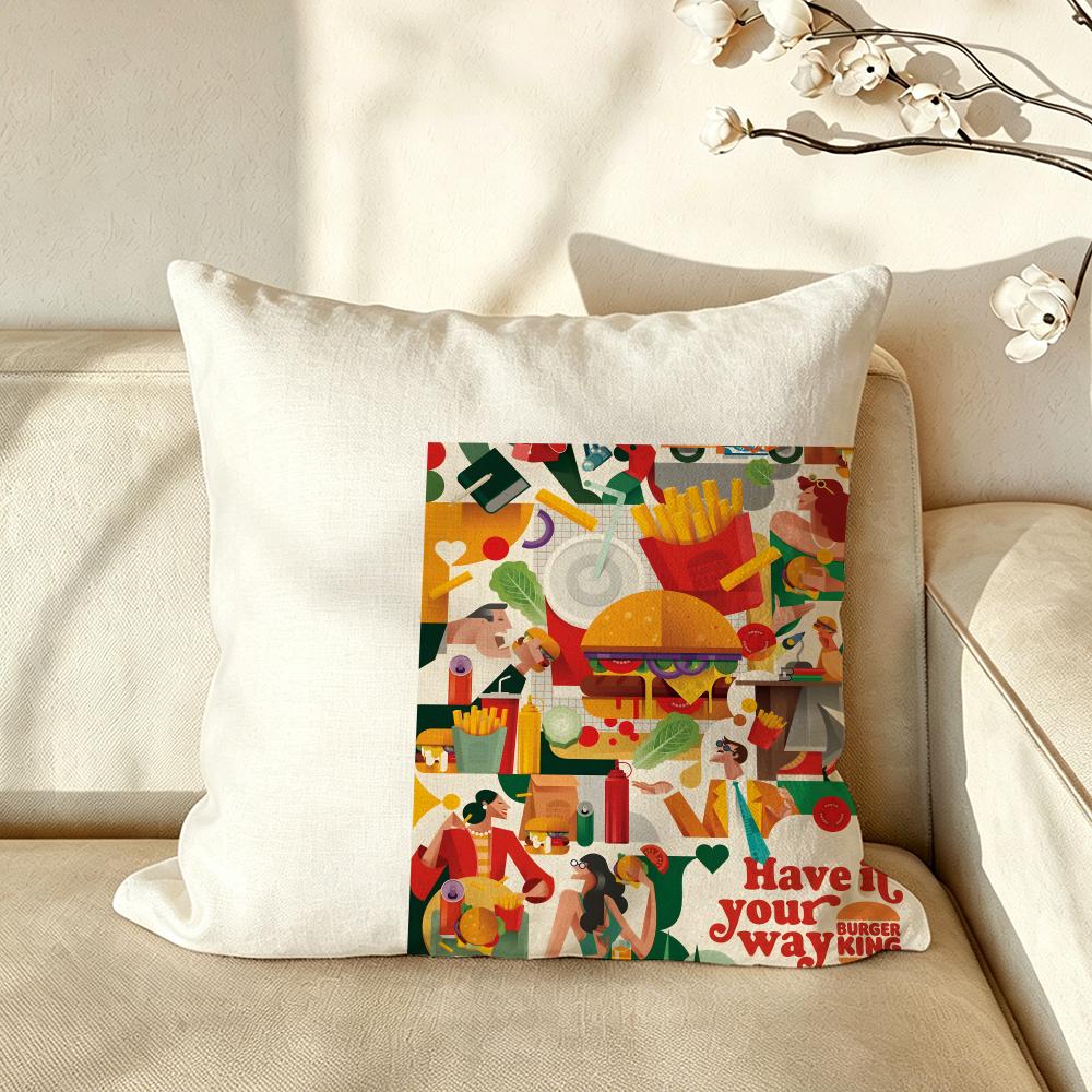 Food BBurger KKing Cushion Cover Pillow Case Antidustmite Pillowcase Silky Short Plush Sofa Cushion Cover hot