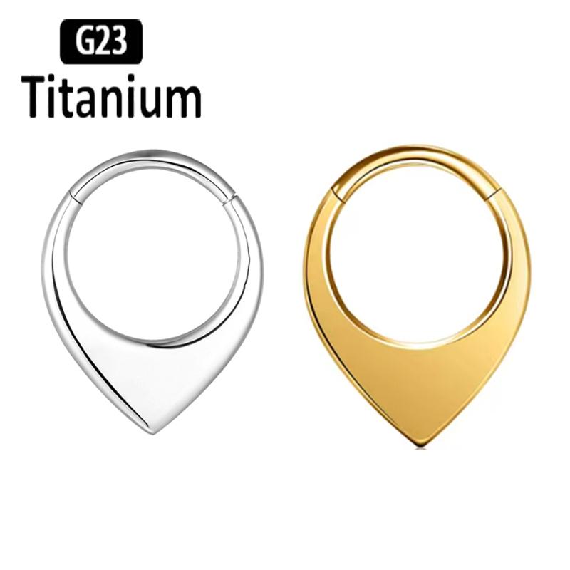 G23 Titanium High Quality  Waterdrop Septum Piercing Clicker Nose Rings 16G Segment Tragus Cartilage Daith Hoop Earrings Zircon