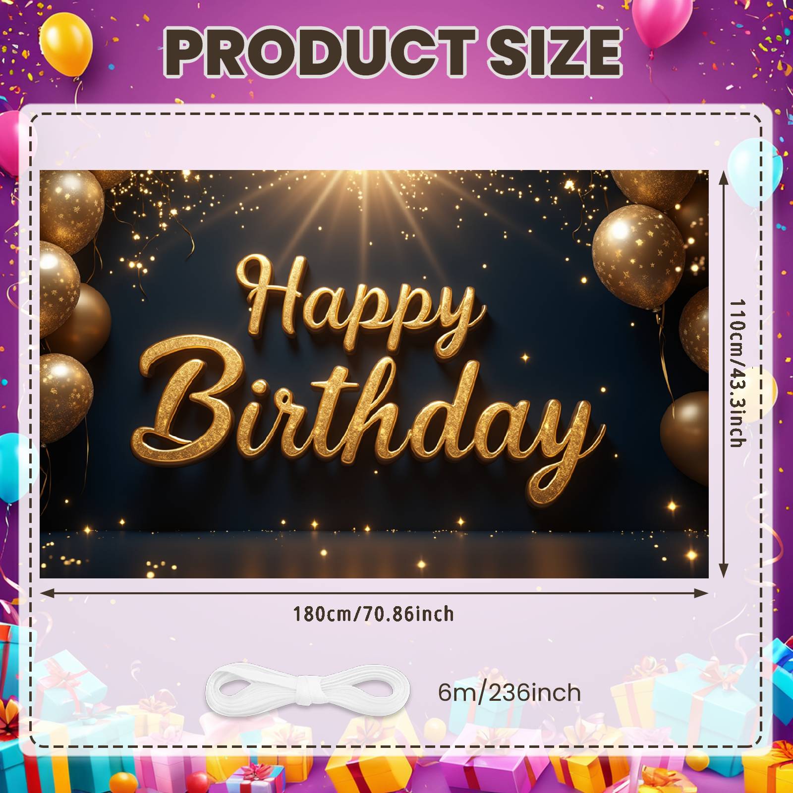 

Event Backdrop Star Pattern Birthday Party Display Birthday Decor Background Ribbon Decor Joyful Birthday Display