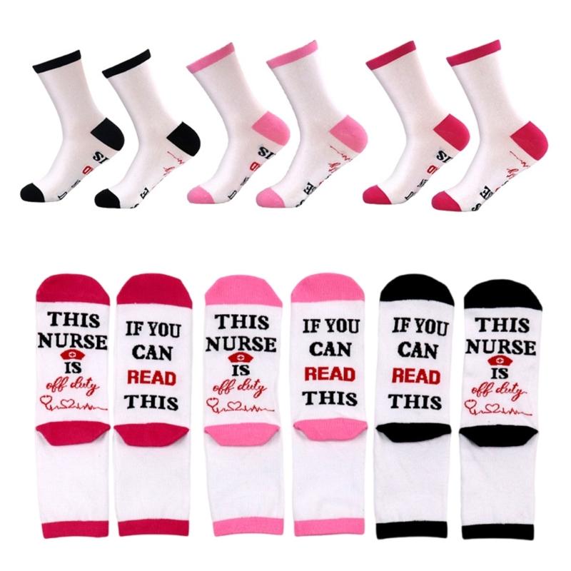 1 Pair Nurse Socks Novelty If You Can Read This Offduty Letters Jacquard Designs Comfortable Breathable Cotton Socks