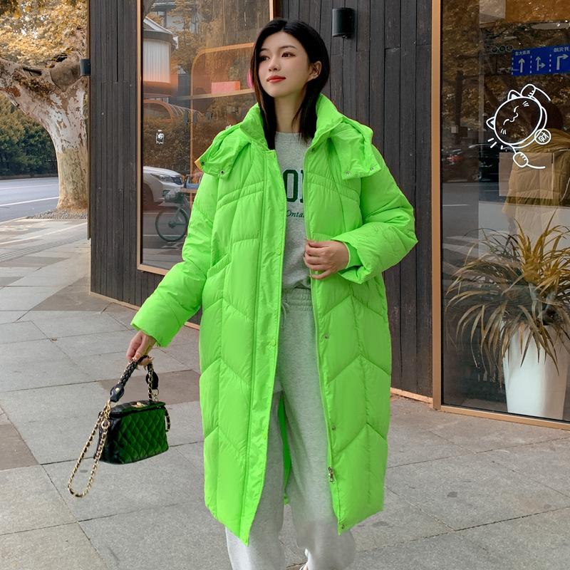 Zima Nowe Ubrania z Kapturem, Pikowane Bawełną Damskie Średniej Długości Luźne Kurtki Pikowane Bawełną