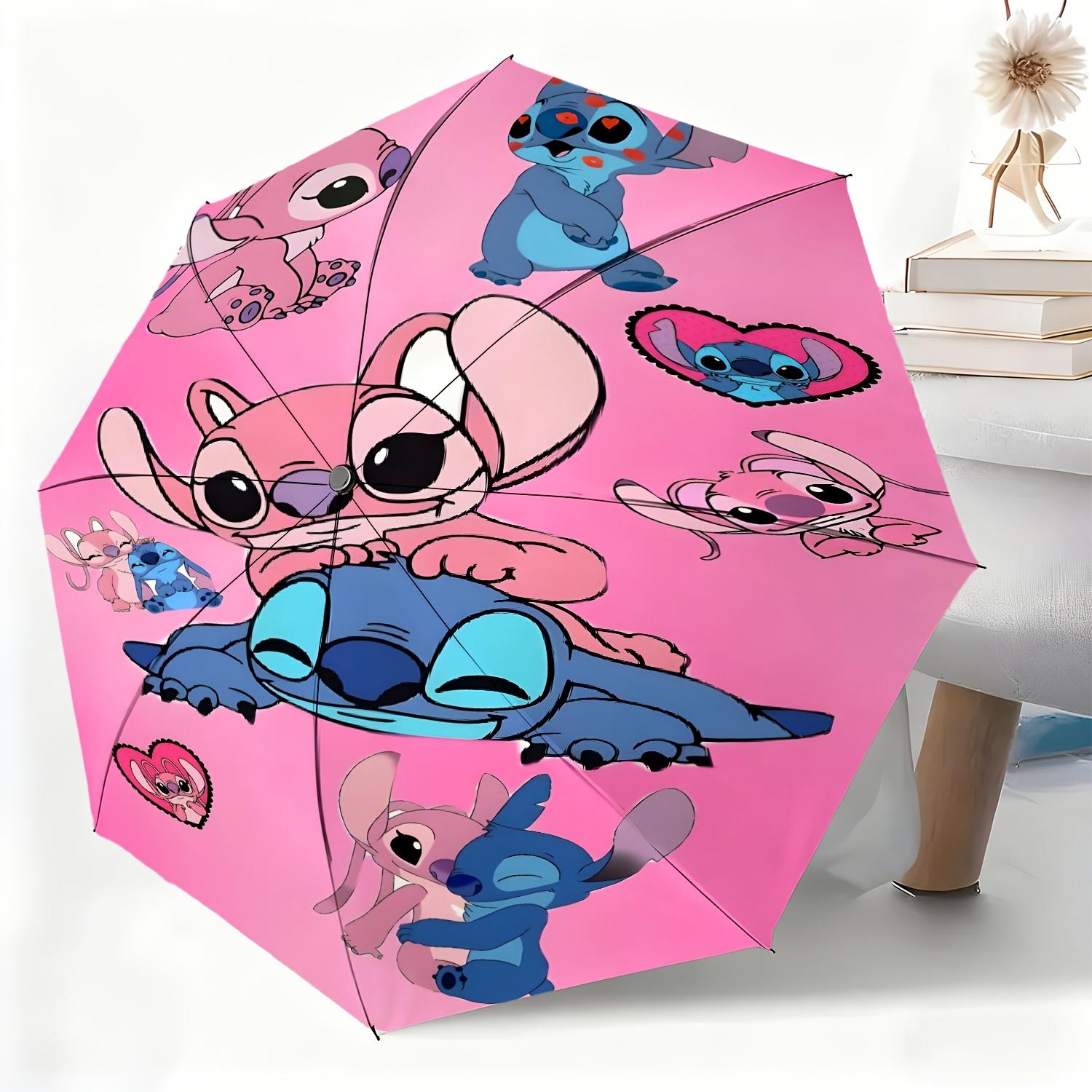 

1pc Disney Stitch Cartoon Pattern Automatic Umbrella, All-Occasion Rain or Shine Umbrella, Portable Folding Umbrella, Christma Iron&8K