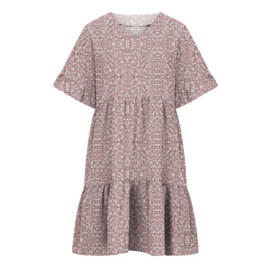 Women Summer Floral Midi Dress Casual V-Neck Ruffle Short Sleeve Flowy Dress Boho Beach