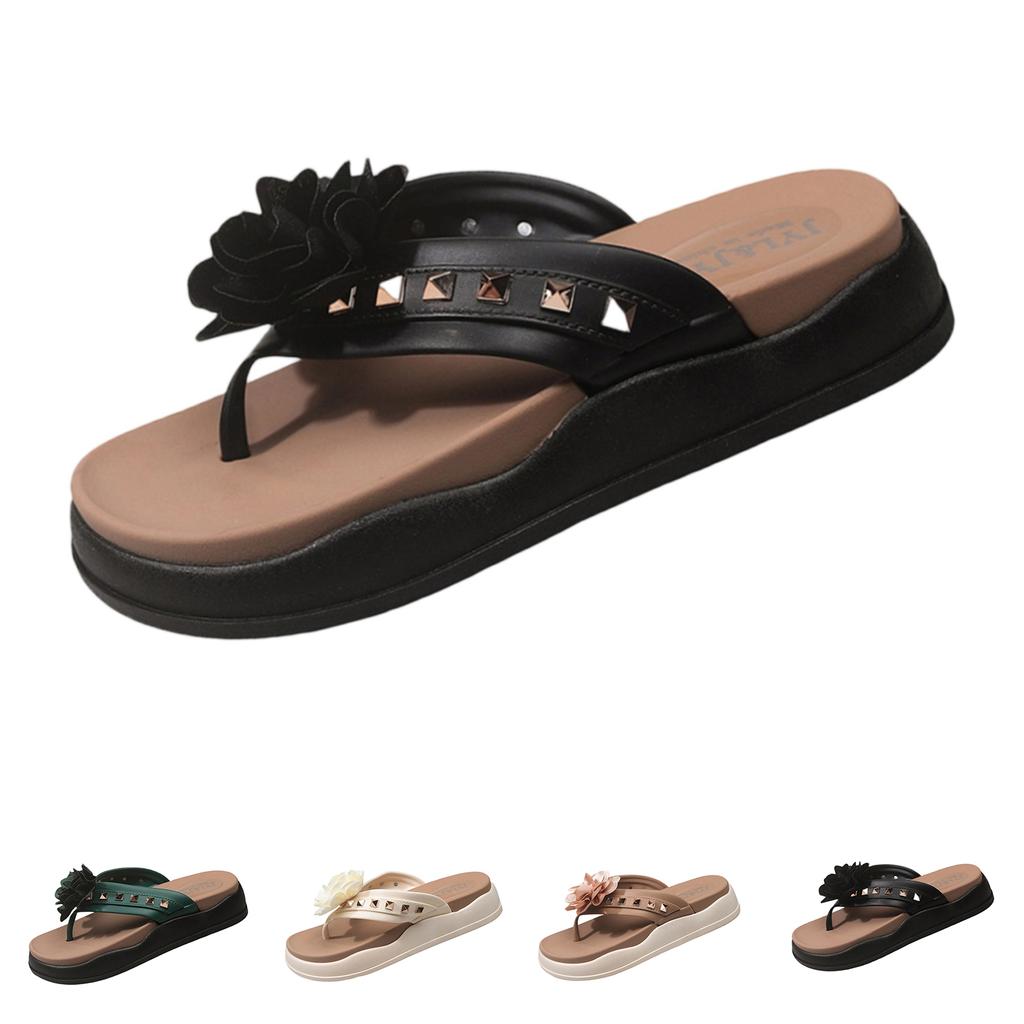Women's Floral Flat Thong Sandals Summer Casual Open Toe Slip On Flip Flops Lightweight Comfortable Footwear for Outdoor Beach Pool
