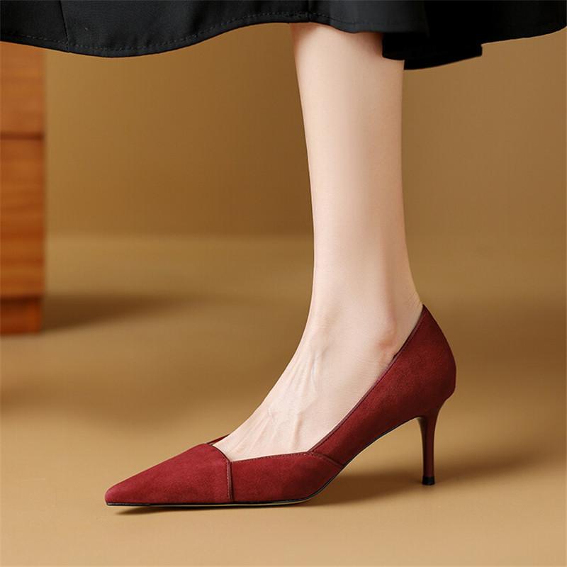 Fashion Sheep Suede Pointed Toe Stiletto Women Pumps Spring Summer Woman Shoes Fashion Loafers Shoes for Women Zapatos Mujer High Heels