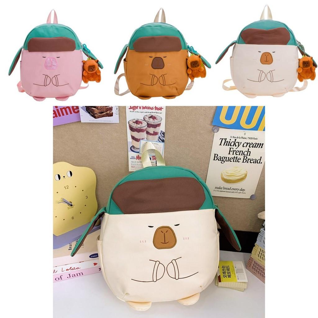 Cute Cartoon Backpack Capybara Design Large Capacity Childrens Backpack Bag School
