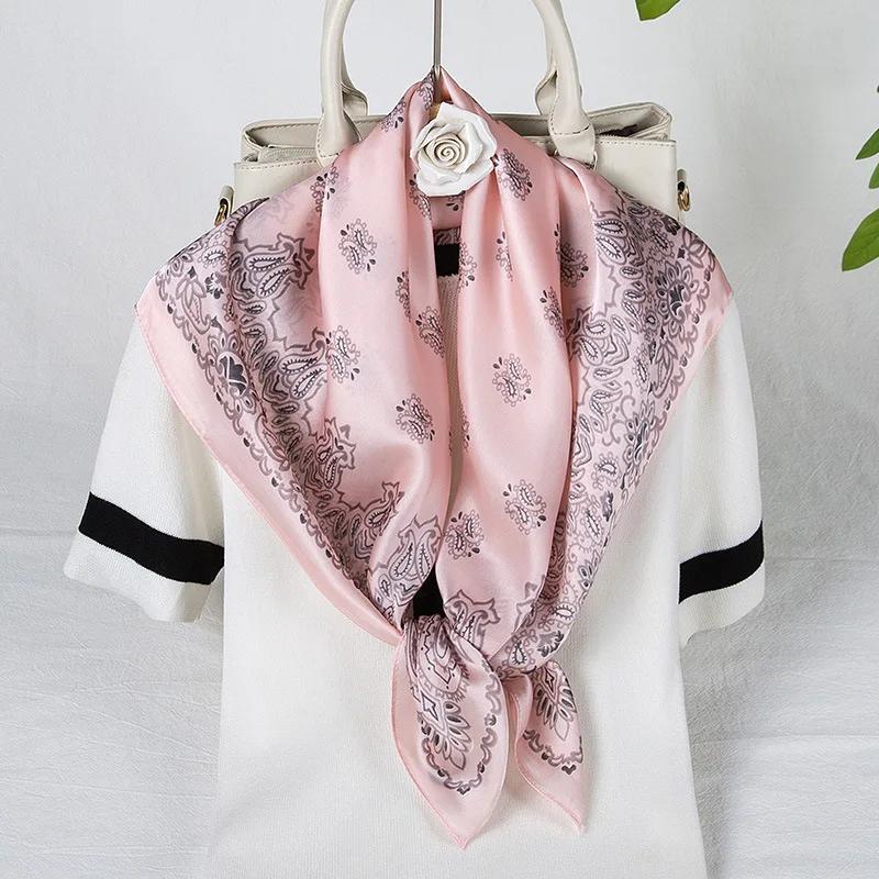 Fashion Paisley Print Kerchief Women Hair Scarf Silk Headband Bandana Head Scarves Female 70*70cm Square Hijab Scarfs For Ladies