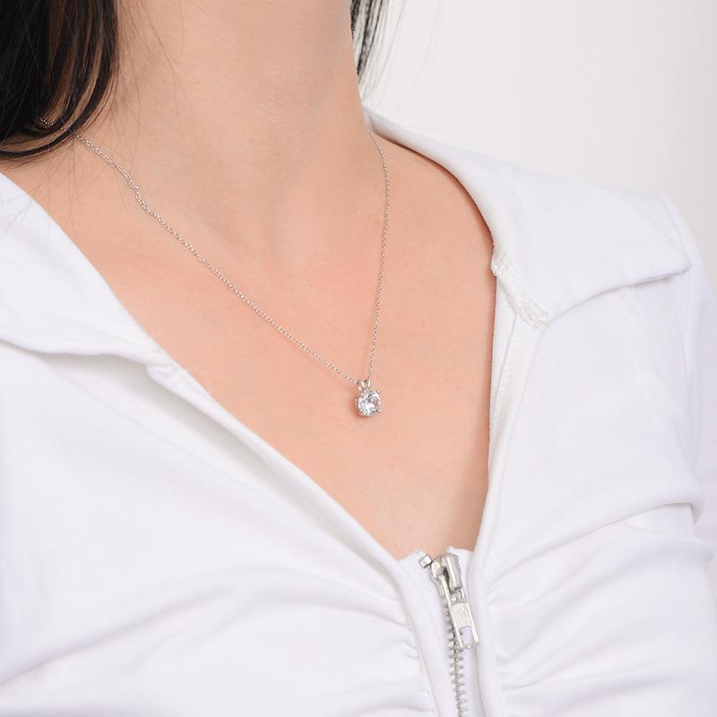 1 2 3 5 Karat Moissanit Halskette für Frauen Sterlingsilber Plattiert D Farbe Diamant Verlobung Hochzeitskette Feiner Schmuck