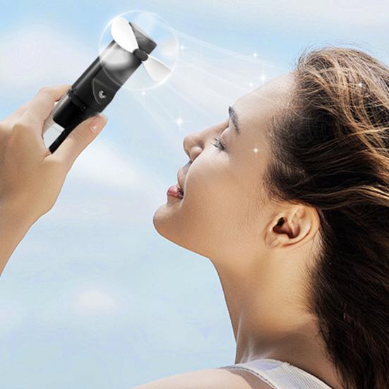 Handheld Spray Fan with Powerful Motor Strong Airflow 4 Speeds Low Noise Rechargeable Personal Small Pocket Fan