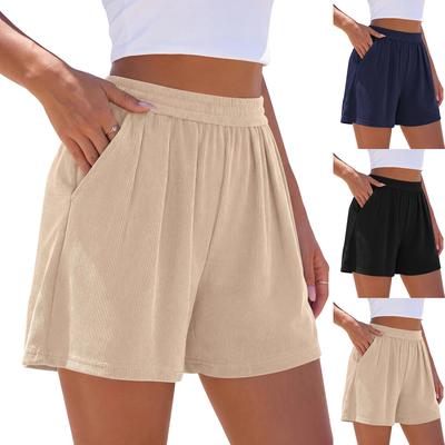 Shorts d'été pour femmes, décontractés, taille haute, jambe large