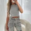 Women Solid Color Slim Fit Casual Short Sleeve Pullover T Shirt