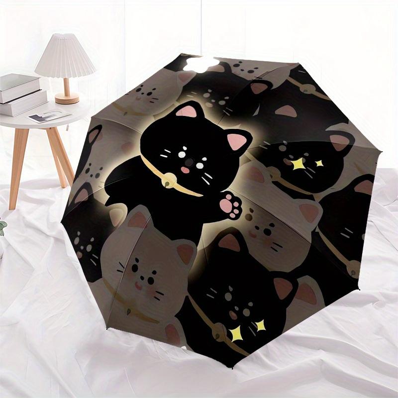 1pc Lucky Cats Pattern Umbrella with Plastic Handle,Suitable for All Seasons Home Travel Outdoor UmbrellaM1265