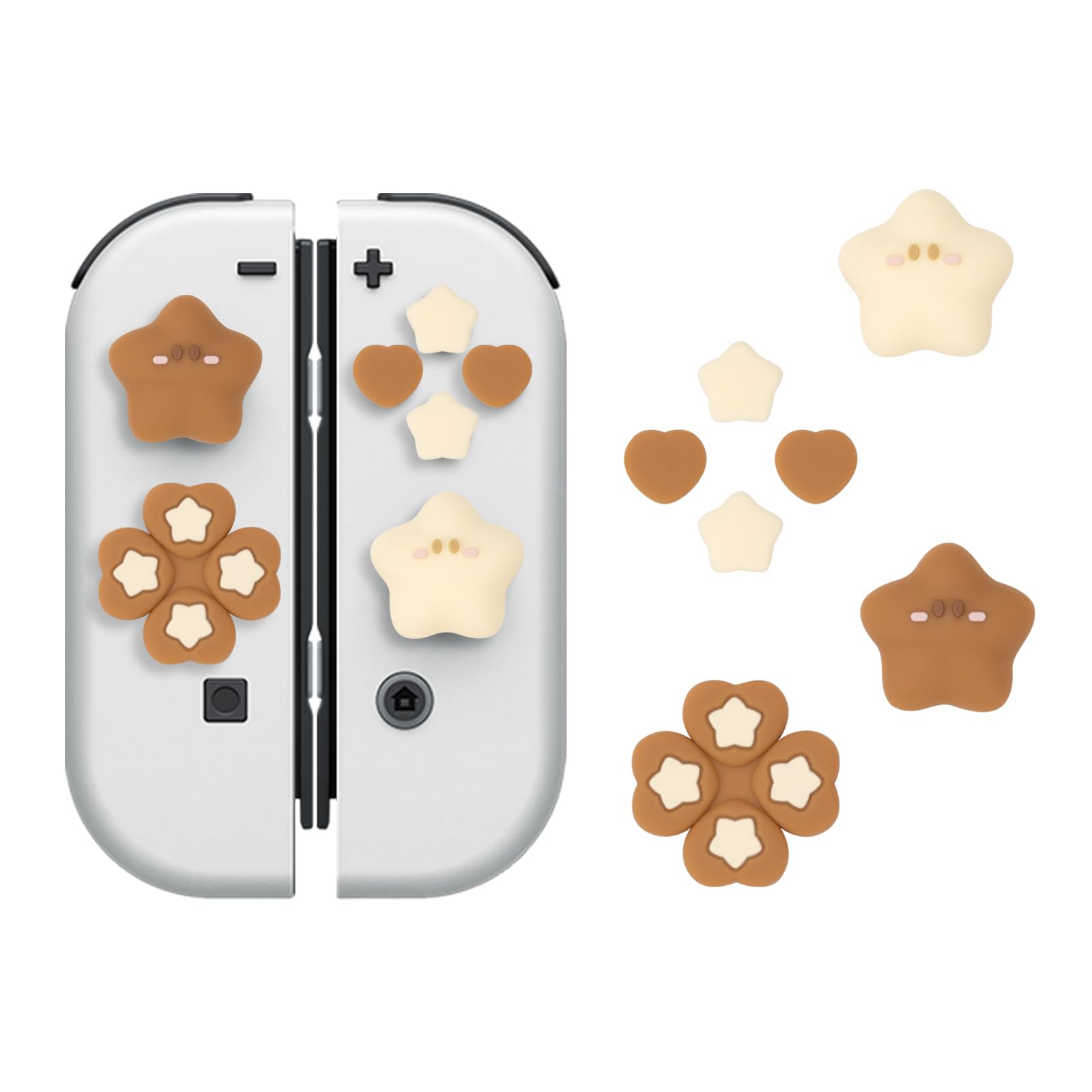 

YOCORE Набор накладок для стиков для OLED, Легкие накладки на аналоговые стики и колпачки для большого пальца и D-pad Joy-Con & Switch/Switch Joy-Con, Установка, Нескользящие накладки,