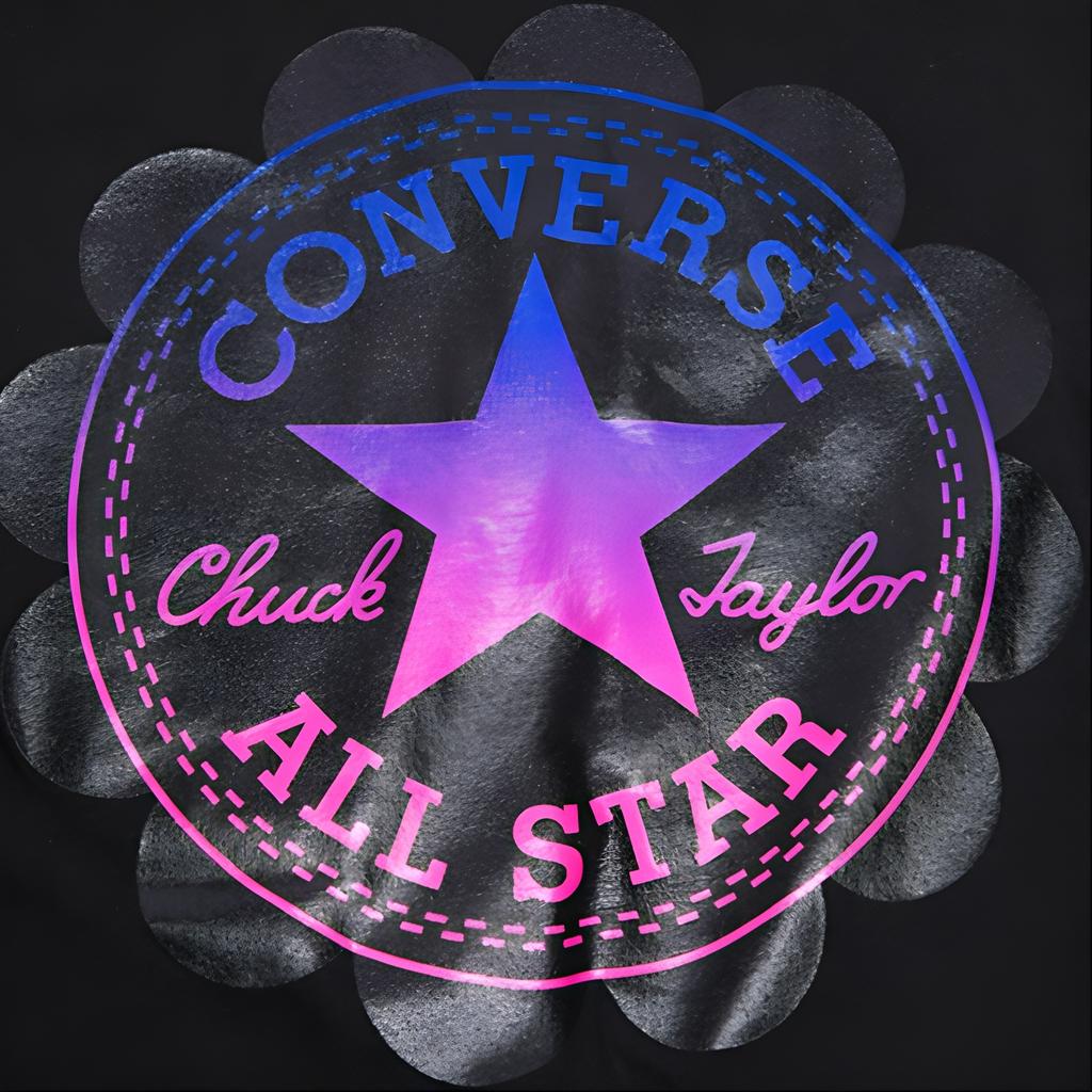 (WMNS) Converse Logo Printing Sports Short Sleeve Black Women's 10009151-001