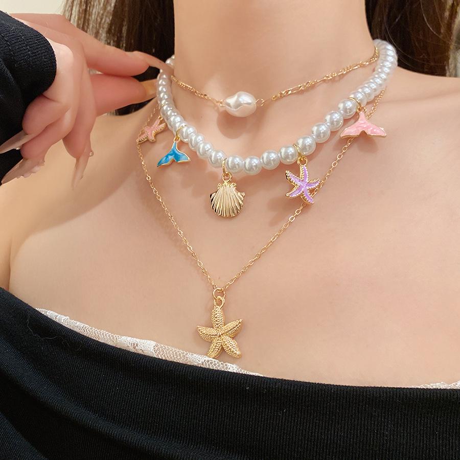 Sea Rhyme Pearl & Starfish Necklace: Vacation-Style Light Luxury Collarbone Chain