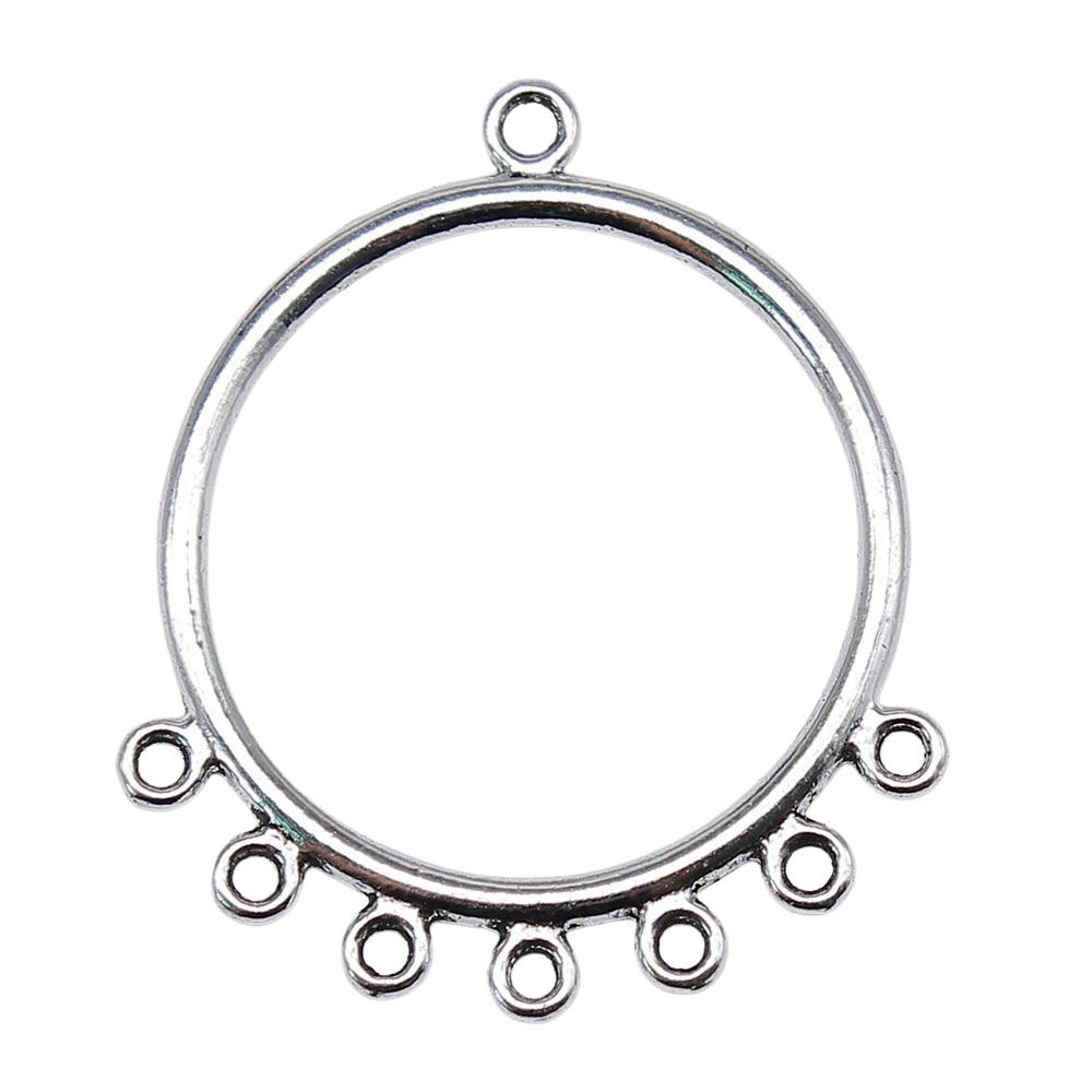 

4шт простой круглый пористый серьга разъем ювелирные компоненты аксессуары антикварное серебро цвет цинковый сплав 44X37mm