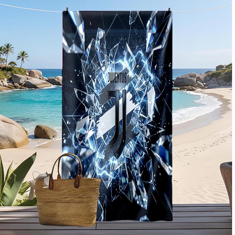 Asciugamano da Spiaggia Stampato Juventus FC Asciugamano Morbido ad Asciugatura Rapida Coperta da Spiaggia Rettangolare Grande Portatile per Viaggi Piscina
